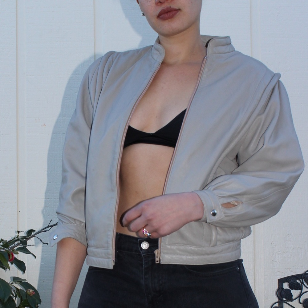 Rare Vintage Gerome Grey Leather Designer Jacket🐨